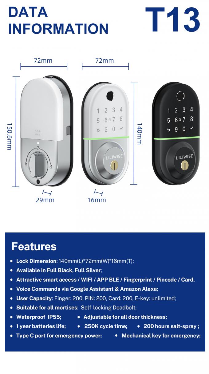 Ψηφιακή κλειδαριά πορτών Bluetooth Inteligente για το ξενοδοχείο διαμερισμάτων 6